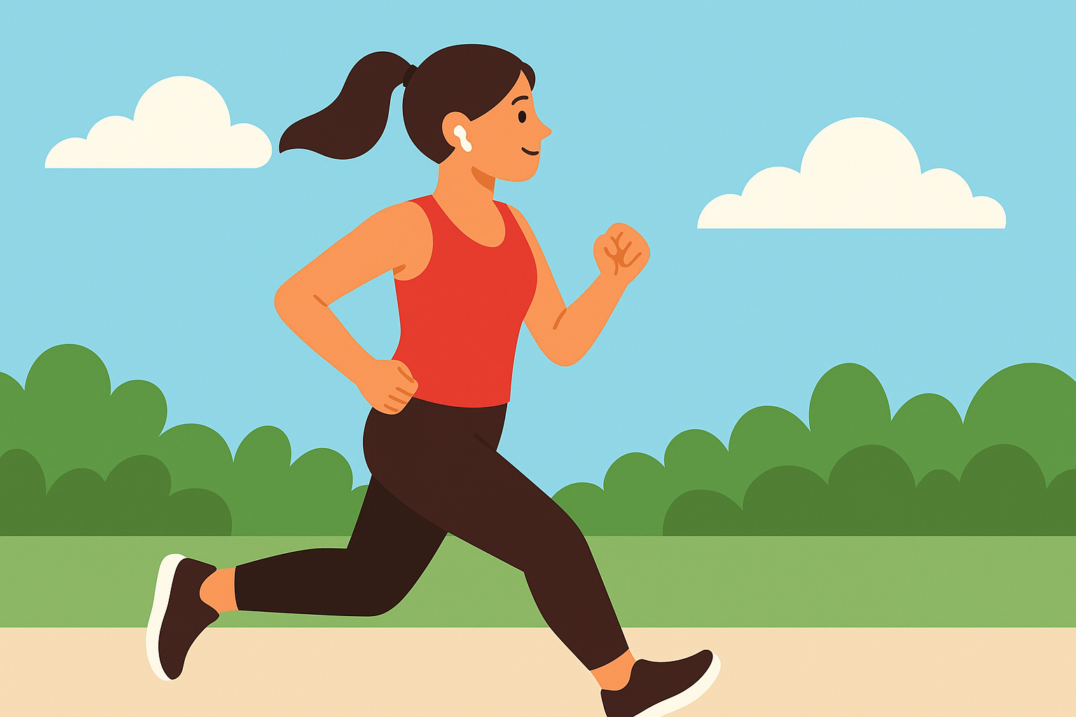 Ilustración minimalista de una persona haciendo ejercicio ligero, como correr suavemente o levantar pesas, en un estilo limpio y motivador.