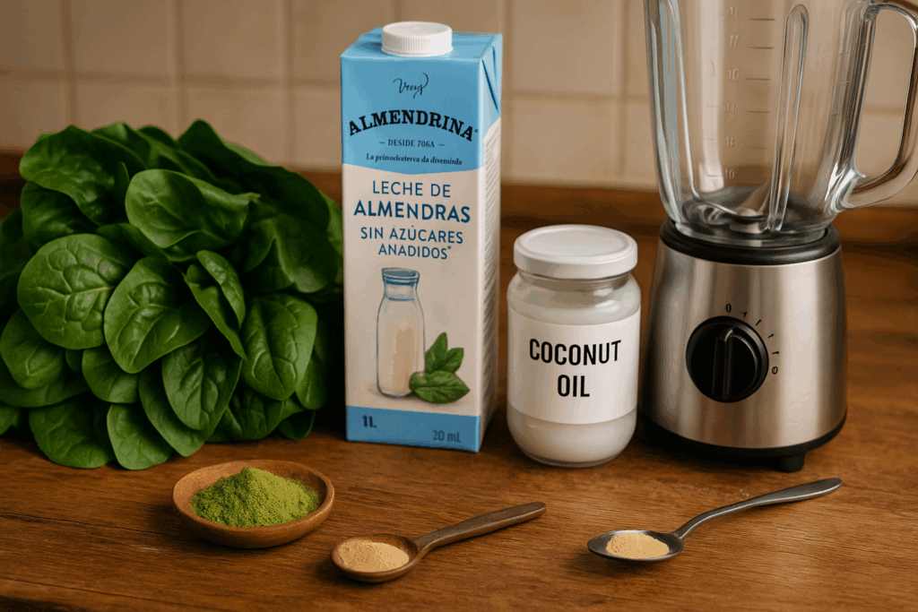 Descubre cómo preparar un batido de té matcha y espinacas, bajo en carbohidratos netos y rico en antioxidantes. Una receta keto con grasas saludables y energía natural.